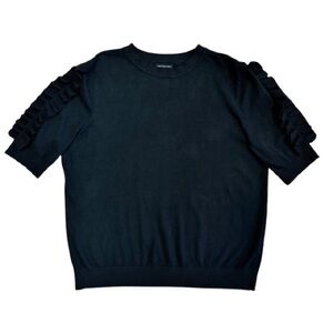 Who What Wear Black Ruffle Sleeve Knit Sweater Size XL
